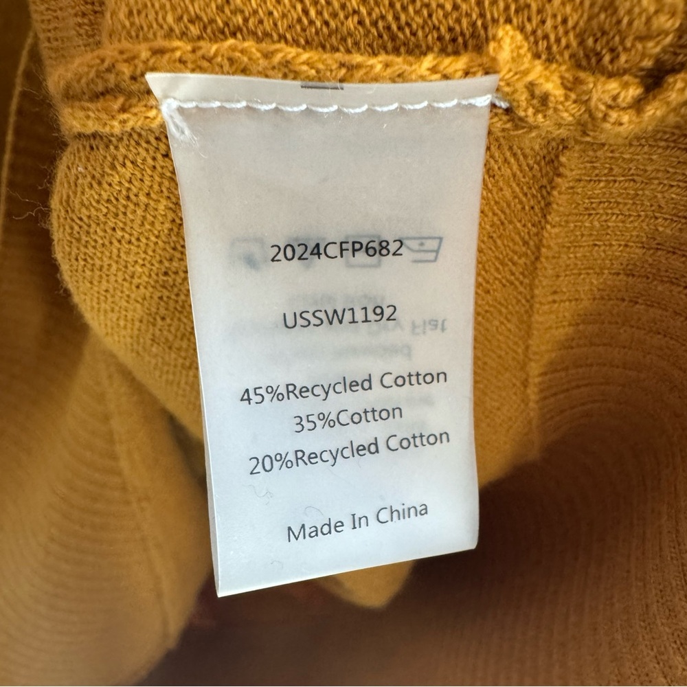 NWT Universal Standard Statement Wrap Sweater Dried Saffron Yellow Cotton 14-16 - Picture 11 of 13